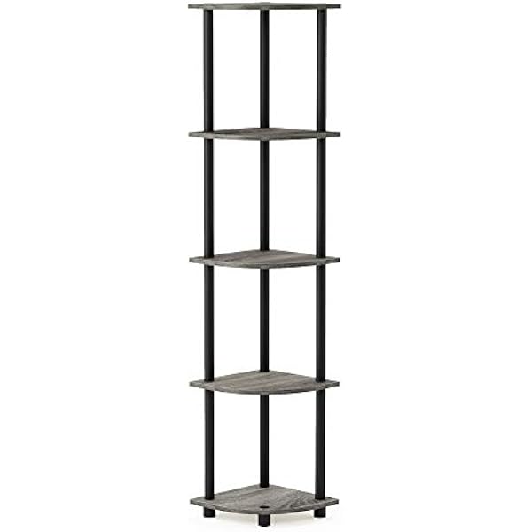 Furinno Turn-N-Tube Regał Narożny, Czarny/Brązowy, 29.5D x 29.5W x 146.6H cm