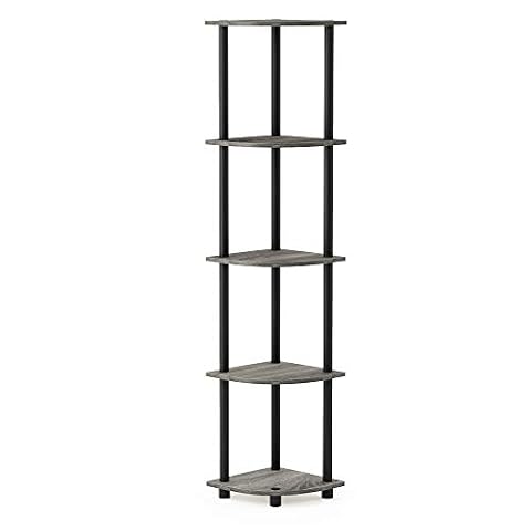 Furinno Turn-N-Tube Regał Narożny, Czarny/Brązowy, 29.5D x 29.5W x 146.6H cm