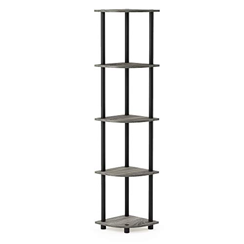 Furinno Turn-N-Tube Regał Narożny, Czarny/Brązowy, 29.5D x 29.5W x 146.6H cm