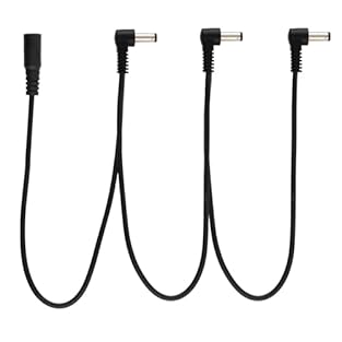 POWERS THREE PEDALS SIMULTANEOUSLY - Daisy chain splitter cable connects three guitar effects pedals to a single 9V DC power supply, perfect for compact pedalboard setups and reducing clutter RIGHT ANGLE CONNECTORS FOR TIGHT SPACES - Three right angl...