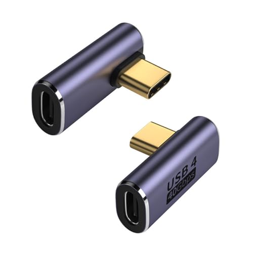 Image of Tobfit USB C Adapter 40Gbps(2 Pack), USB-C Male to Female Adapter 4.0 Type C Data Transfer Connector Compatible for Samsung, MacBook and More Type-C Device-Positive Vertical Bend