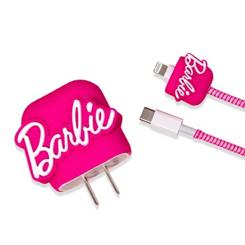 GameSir 3D Cartoon USB-C Charger Case for iPhone 18W/20W Adapter & Cable | Cute Silicone Cover for Adapter & Wire Protection | Compatible with Apple Fast Charging Block | Durable & Stylish (Barbie)