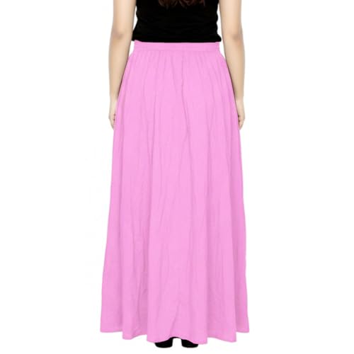 Image of Sttoffa Women Solid Color Maxi Plain Cotton Full Length White Skirt 40 inch Long Cotton Long Skirt