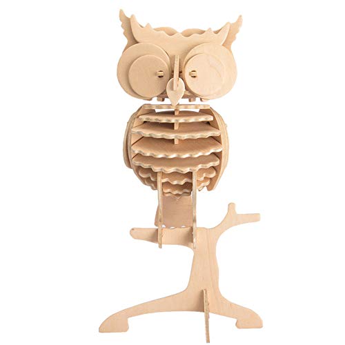 3D Wooden Puzzle Owl Model Woodcraft Construction kit Kids Toys age 5+ (JP273 Owl 35pcs), 35 pieces, 23.1 x 18.5 cm