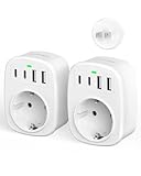 Adaptador de Viaje para Japón (Paquete de 2), Adaptador 5 en 1 España a Japón (2 USB-C y 2 USB-A), Enchufe Tipo A para JP, EE. UU., Tailandia, China y Canadá
