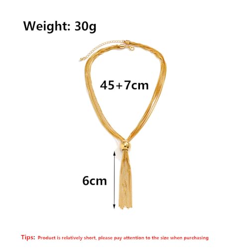 Chunky Gold Tassel Statement Y Necklace for Women Trendy Vintage Extra Long Chain Knot Lariat Choker Adjustable Twist Festival Necklace Charm Jewelry3