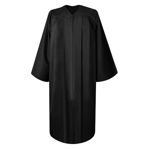 Herrenbek Matte Choir Robe for Church Judge Robes Costumes Pulpit Robe Pastor Baptism Graduation Gown for High School-black