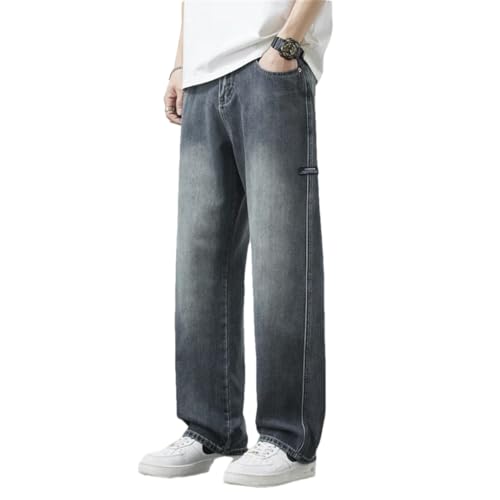 Men's Summer Thin Loose Jeans Breathablestraight Trousers Streetwear Vintage Denim Pants