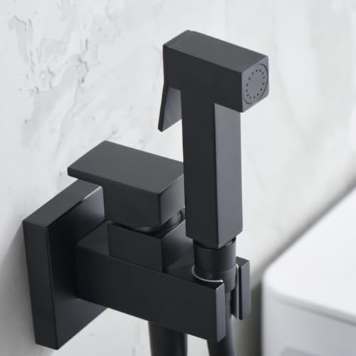 IMEX - Ducha Bidet Agua Fría y Caliente Color Negro Mate | Grifo Bidet Empotrado para WC | Ducha Higiénica Monomando para Inodoro | Grifería Sustituto de Bidé | Serie Irlanda