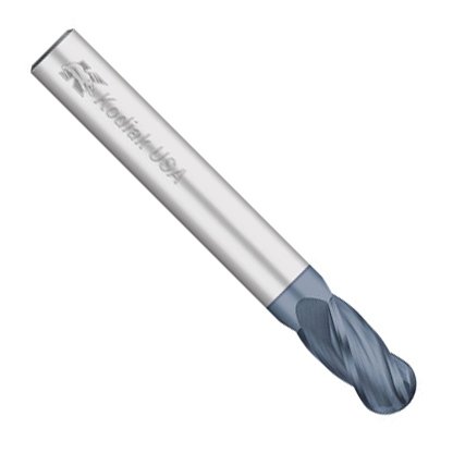 Kodiak Cutting Tools KCT137311 USA Made Solid Carbide End Mill, Coated, 4 Flute, 1/2 Shank, 2 Length of Cut, 4 Overall Length, 1/2 Diameter