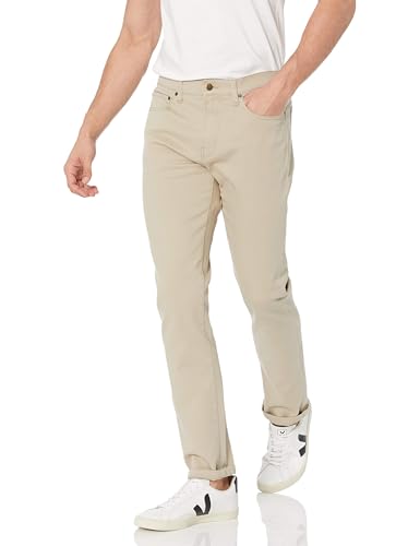Amazon Essentials Vaqueros Ajustados - Colores interrumpidos Hombre, Marrón Caqui Claro, 32W / 30L