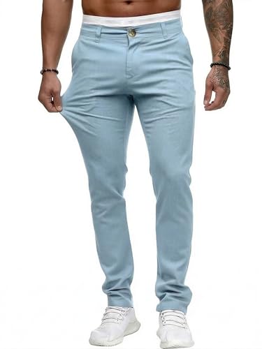 Image of HUNGSON Mens Chinos Dress Pants Slim Fit Stretch Business Casual Golf Work Slacks Trousers