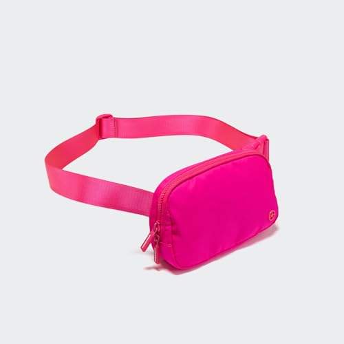 Image of Pander Two Way Zipper Fanny Pack Nylon Everywhere Belt Bag for Women, Water Repellent Waist Packs, Crossbody Bags with Adjustable Strap (Sonic Pink).