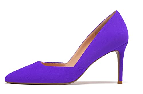 Zamikoo High Heels for Women Pumps 3.5'' Heels Stiletto Closed Toe Slip On Pointed Toe Middle Heels Dress Wedding Party Pumps Ladies Sexy US Size 5 - Size 132