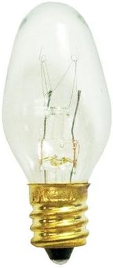 25 Pack 7 Watt C7 Candelabra Base 120 Volt 3000 Hour Clear Night Light Lightbulb