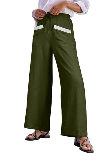 EVALESS Womens Palazzo Pants Summer Casual Flowy Wide Leg 2025 Lounge Trousers Beach Travel Vacation Outfits
