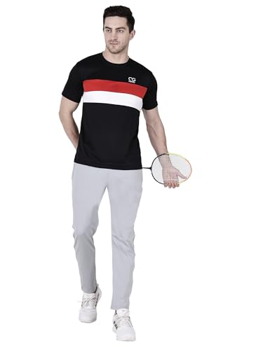 Image of Men Round Neck Half Sleeve Regular Comfort Dry-Fit Activewear Sports T-Shirt Pack of 1 Multicolour