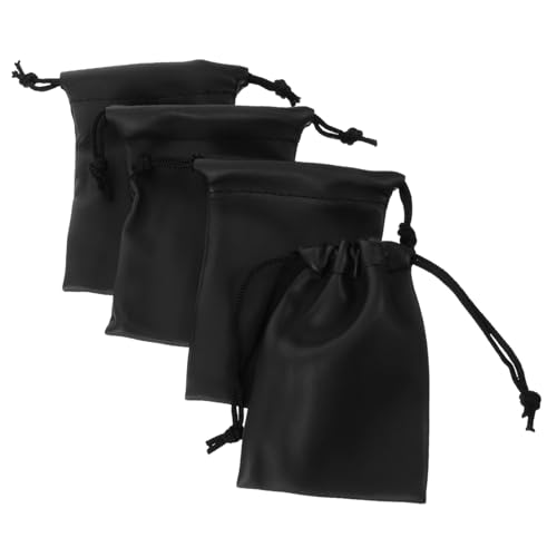 VICASKY 4Pcs Mic Pouch Drawstring Carrying Bag Compact PU Microphone Storage Case for Travel Interviews and Business Trips Protects Against Dirt and Debris