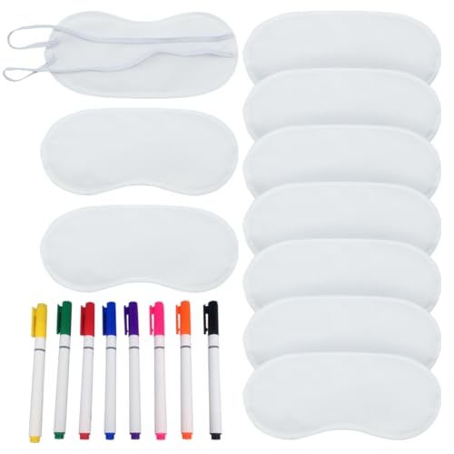 10 Stück weiße Augenabdeckungen, Party-Spiel-Augenmasken, Schlafschatten, Augenbinde, Satin-Augenabdeckung, Schlafmasken, Reise-Schlafmasken mit 8 Stoffmarkierstiften für Mädchen und Kinder 10 Stück weiße Augenabdeckungen, Party-Spiel-Augenmasken, Schlafschatten, Augenbinde, Satin-Augenabdeckung, Schlafmasken, Reise-Schlafmasken mit 8 Stoffmarkierstiften für Mädchen und Kinder