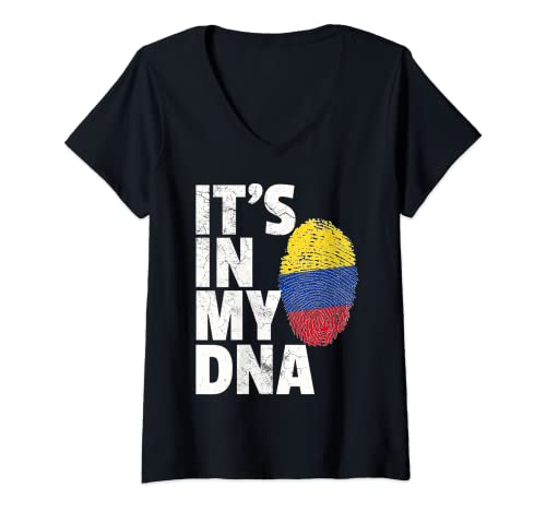 Womens Colombia Colombian Flag Shirt Pride Country Home Nation Gift V-Neck T-Shirt