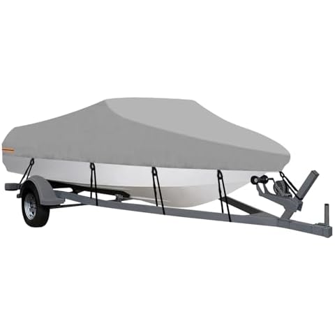 OutdoorLines Waterproof Boat Covers 14-16 Ft Long Gray- Heavy Duty UV Resistant Trailerable Boat Covering for V-Hull,Tri-Hull, Bass Boat, Runabout Boat, Fish&Ski,Pro-Style Fishing Boat Cover