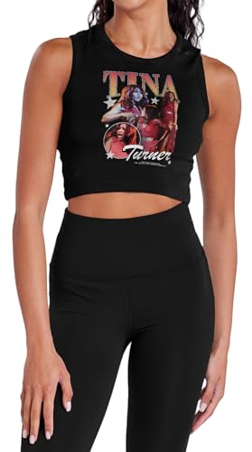 Popfunk Tina Turner Red Dress Vintage Collage Womens Sleeveless Crop Top Tank Black Medium