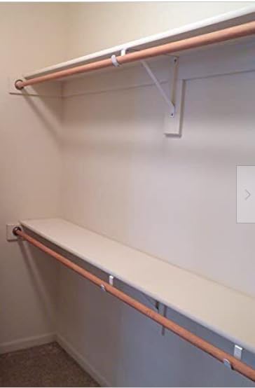 Miniatura 3 de 6 soportes de armario de barra y estante de 10 x 12 pulgadas, color blanco resistente, sin tornillos