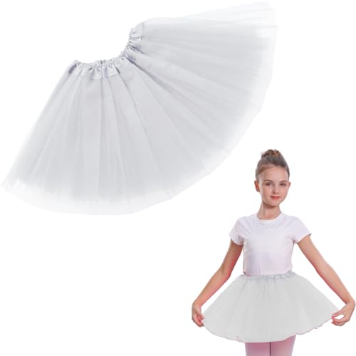 Girls Tutu Skirt 3 Layered Tulle Tutu Skirts for 0-8 Year Birthday Dance Kids Halloween Costume Cosplay Party Supplies White