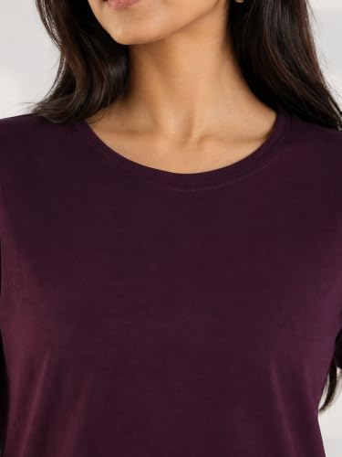Image of 9shines Label Cotton Plus Size Long T-Shirt Tunic | Hip Covering Regular Top Nightwear| Sleepshirt Lounge wear for Women with Pocket (M-7XL)