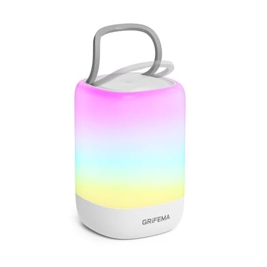 GRIFEMA Lampe de Chevet Rechargeable Tactile, Veilleuse RGB à Gradient Automatique, 15h Autonomie, Minuterie 30min, USB-C, Base Anti-Dérapante, Pour Chambre, Enfants et Camping, Modèle GD104