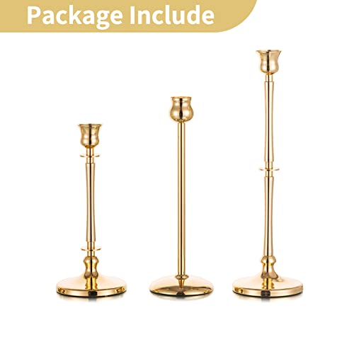 Nuptio Candlestick Holders Gold Candle Holder - Set Of 3 Metal Table Candle Holders For Taper Candles & Candlesticks Modern Decorative Wedding Centerpiece Stand Dinning Party Interior Decorations #TOP6