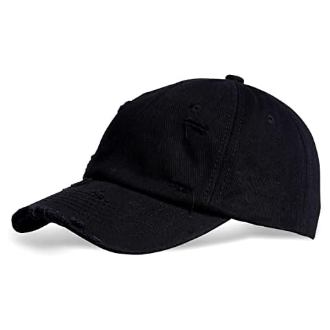 tiggell Unisex Baseball Cap Adjustable Hat Strap Plain Hat for Men Women Trucker Workouts Outdoor Sports Activities Hiking Summer Black, Black, One size Cover
