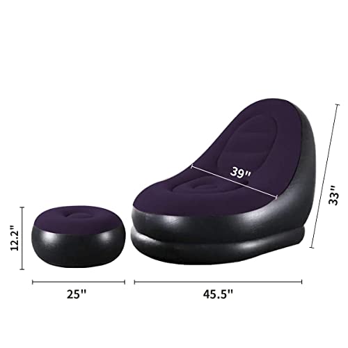 Plko Inflatable Chair With Household Air Pump, Inflatable Lounge Chair For Indoorbedroom Readingroom Livingroom Office Balcony,Outdoor Travel Camping Picnic，Neo(Blue And Black) #TOP1