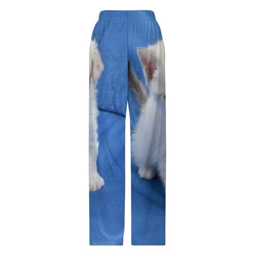 Bas de pyjama femme imprimé chaton et chiot en taille S - 5