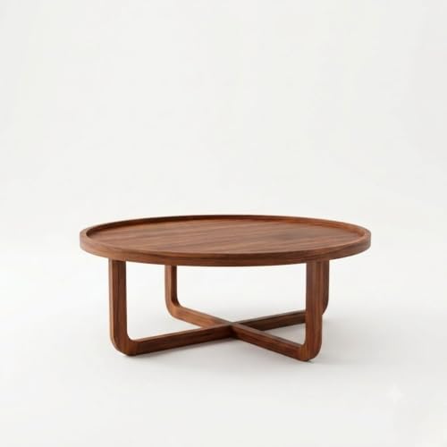 Image of Sheeshsam Wooden Center Coffee Table - Solid Wooden Round Coffee Table for Living Room - Tea Table Teapoy Center Piece for Home Sofa Round Center Table for Living Room (Honey, Kyle)