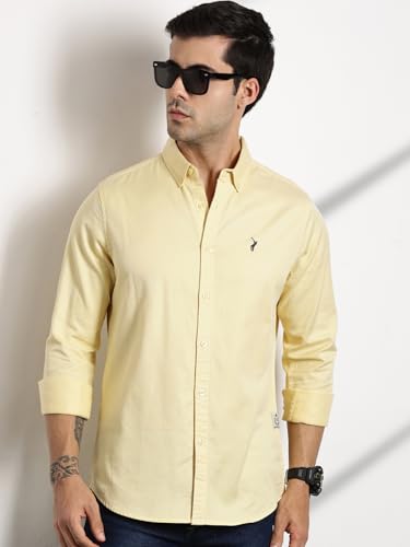 Image of Thomas Scott Men's Cricket Club Collection Classic Regular Fit Twill Shirt | 100% Cotton Long Sleeve Solid Shirt with Button Down Collar (Available in Plus Size)