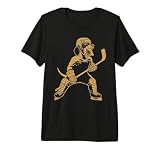 Dog Playing Hockey On Ice Fun Sports Dog Fan Vintage Design Premium Tri-Blend T-Shirt