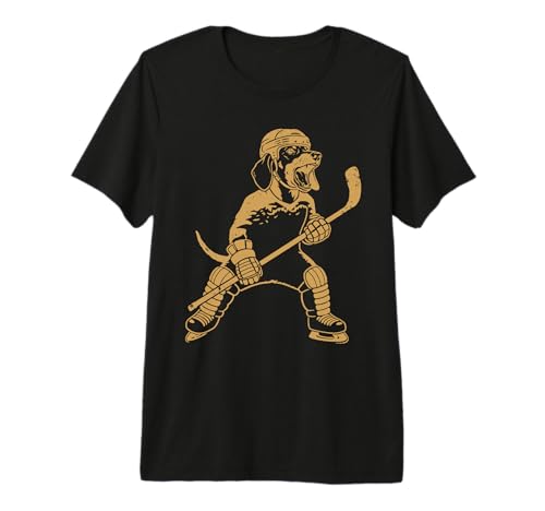 Dog Playing Hockey On Ice Fun Sports Dog Fan Vintage Design Premium Tri-Blend T-Shirt