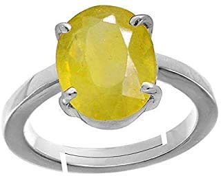Bague en saphir jaune naturel Pukhraj le cadeau précieux idéal en argent