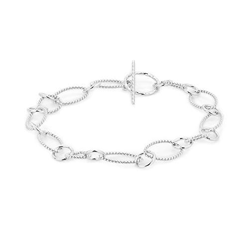Vanbelle Stering Silver Jewelry Hand-Made Oval Fancy Link Chain Bracelets With Rhodium Plating For Women And Girls #TOP18