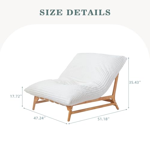 WJShome Oversized Chaise Lounge Chair,47.24\" Sofa Chair, Comfy Recliner Reading Accent Arm Chair,Sleeper Sofa Bed for Living Room,Loveseat Couch with Removable Upholstered for Reading Bedroom (Beige)