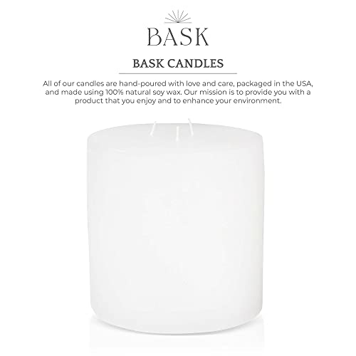 Bask Large Mottled Pillar Candles - Unscented - 6-Inch Diameter For Extra-Wide Holders - 3-Wick Candles For Home And Events - White #TOP5