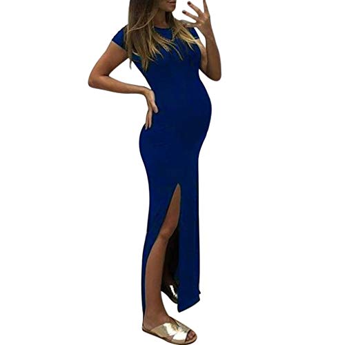 Vestido Mujer Embarazada Pantalones maternidad Camiseta Moda Mujeres Sólido Manga Corta Bodycon Horquilla Abierta Embarazo Vestido de maternidad Cardigan Maternidad Largo Invierno, azul, S