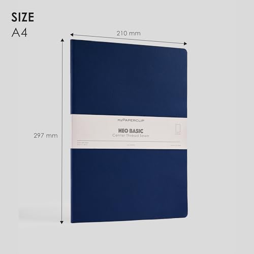 Image of myPAPERCLIP NeoBasic A4 Unruled Notebook | 160 Pages, 80 GSM, 250 GSM Soft Cover, A4 (8.27 x 11.69 in) | Blue