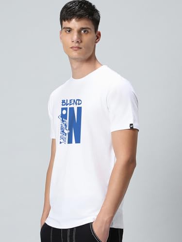 Image of Bewakoof Men's Graphic Print Regular Fit Half Sleeve Round Neck Pure Cotton T-Shirt
