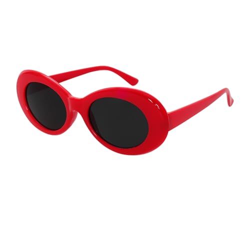 Fumwase Oval Round Thick Sunglasses Retro Goggles Vintage Sunglasses for Women Men
