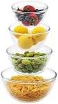Cuiselect 4pc Ensembles de bols de mélange de verre (2.80QT, 1.64QT et 1.16QT; 0.85QT), bol de cuisine épais en verre pour la préparation de cuisson, le four, le stockage, les grandes salades Sets-Lavage-vaisselle Congélateur micro-ondes Coffre-fort