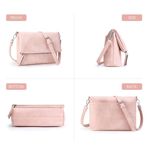 Image of KALIDI Vintage Vegan Leather Crossbody Bag PU Shoulder Bag Handbag Multiple Pockets Adjustable Removable Strap Women