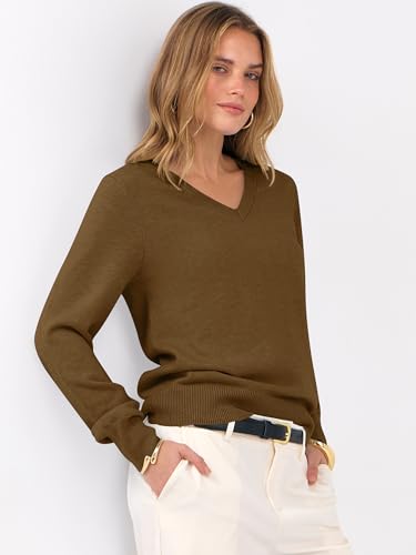 Image of ANRABESS Women's Long Sleeve V Neck Basic Sweaters | Classic Pullover Tops,Soft Loose,Business Casual Work,Travel Vacation,All Day Wear,Fall Spring Outfits,Winter Layer Clothing