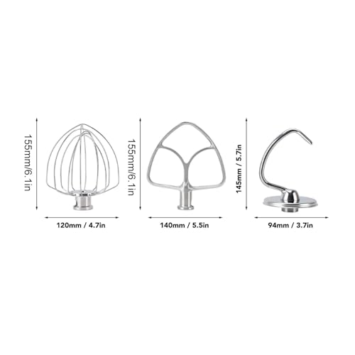 Accesorio for batidora de pie, batidor plano acero inoxidable, gancho for masa, accesorios cabezal inclinable for látigo alambre, Compatible con cocina, 3 uds - imagen 5